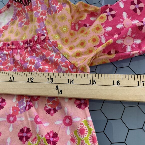 Hanna Andersson Tunic Dress 110cm US5 Pink Purple Floral Ruffle Bell Sleeves - Picture 5 of 9